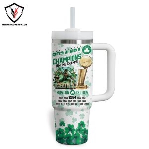 Russell 2024 NBA Final Champions 18 Time Boston Celtics Tumbler With Handle And Straw