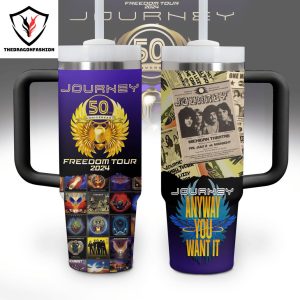 Journey Dont Stop Believin Tumbler With Handle And Straw