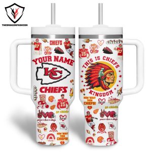 Personalized Kansas City Chiefs This Is Chiefs Kingdom Tumbler With Handle And Straw -White