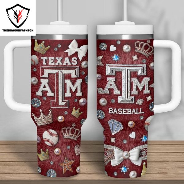 Texas A&M Aggies Baseball Tumbler With Handle And Straw