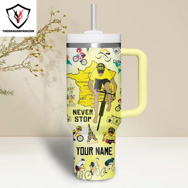 Tour De France Design Tumbler With Handle And Straw