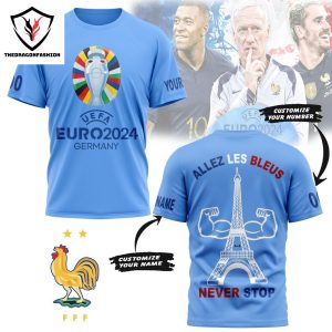 UEFA Euro 2024 Germany – Allez Les Bleus Never Stop 3D T-Shirt
