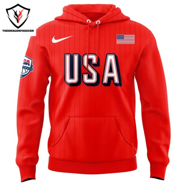 2024 USA Basketball Team Design Red Hoodie