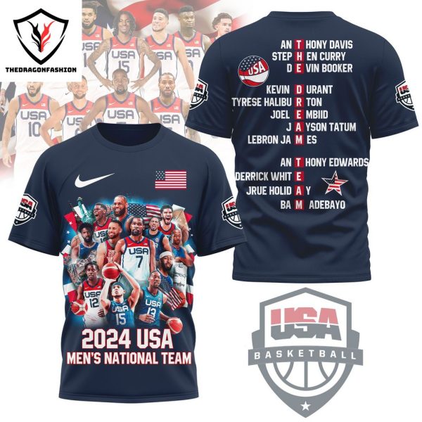 2024 USA Men National Team USA Basketball 3D T-Shirt