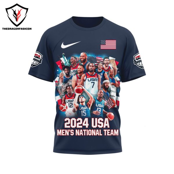 2024 USA Men National Team USA Basketball 3D T-Shirt