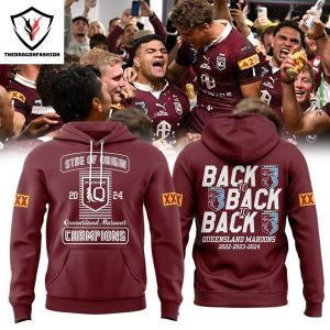 Queensland Maroons State Of Origin 2024 Back To Back To Back Hoodie