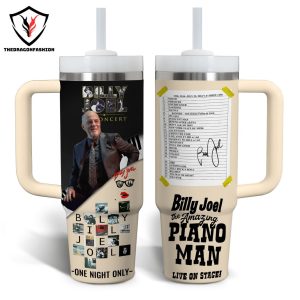 Billy Joel The Amazing Piano Man Live On Stage Tumbler With Handle And Straw