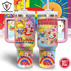 Friends Forever Rainbow 80s Tumbler With Handle And Straw