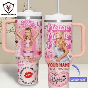 Personalized Sabrina Carpenter Please Please Please Tumbler With Handle And Straw