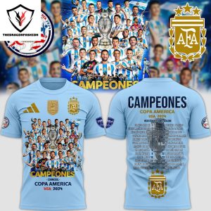 Seleccion Argentina Campeones Conmebol Copa America 2024 3D T-Shirt