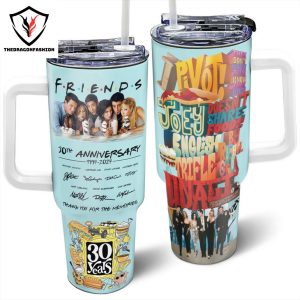 30 Years 1994-2024 Friends Signature Thank You For The Memories Tumbler With Handle And Straw