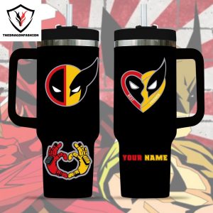 Personalized Deadpool & Wolverine Tumbler With Handle And Straw