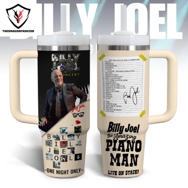 Billy Joel The Amazing Piano Man Live On Stage Tumbler With Handle And Straw