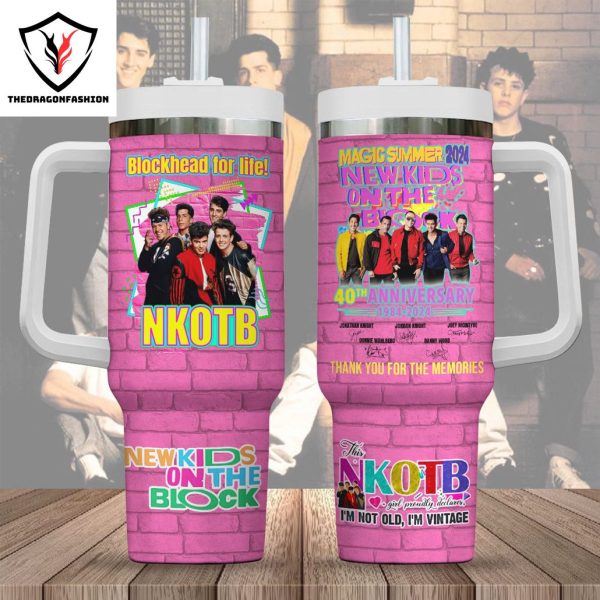 Blockhead For Life New Kid On The Block 40th Anniversary Signature Thank You For The Memories Tumbler With Handle And Straw