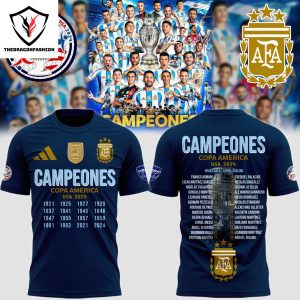 Campeones Copa America USA 2024 Head Coach – Lionel Scaloni Argentina 3D T-Shirt