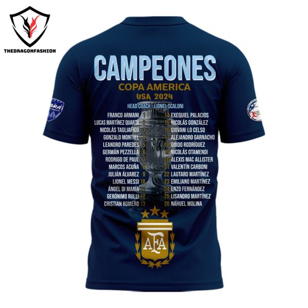 Campeones Conmebol Copa America 2024 Seleccion Argentina 3D T-Shirt