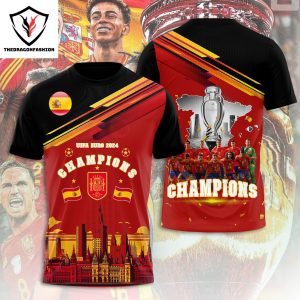 Personalized Spain Euro 2024 Champions 3D T-Shirt