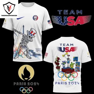 Grateful Dead Team USA Olympic Paris 2024 Summer Game 3D T-Shirt – White