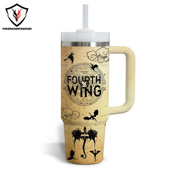 Fourth Wing Graduate Or Die Tumbler With Handle And Straw