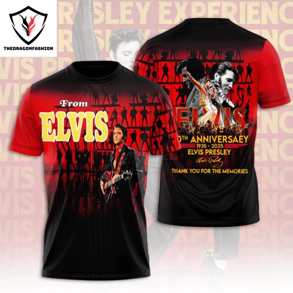 From Elvis Presley 90th Anniversary 1935-2025 Signature Thank You For The Memories 3D T-Shirt