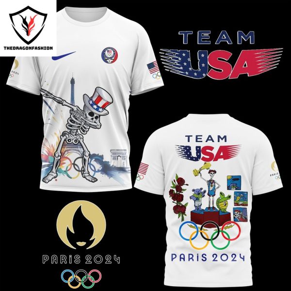 Grateful Dead Team USA Olympic Paris 2024 Summer Game 3D T-Shirt – White