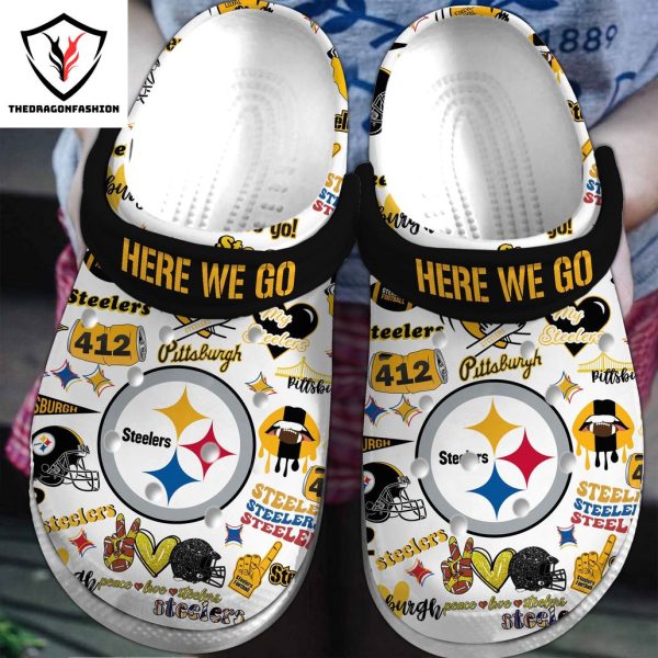 Here We Go Pittsburgh Steelers – Peace Love Steelers Crocs Shoes