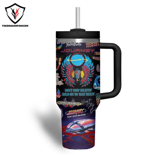 Journey Dont Stop Believin Tumbler With Handle And Straw