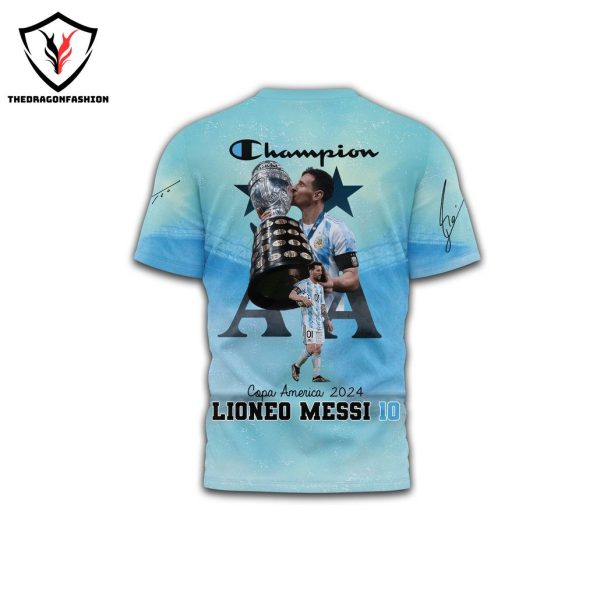 Lionel Messi Champion Copa America 2024 Signature 3D T-Shirt