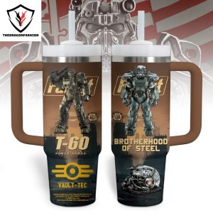 T-60 Power Armor Brotherhood Of Steel Tumbler With Handle And Straw