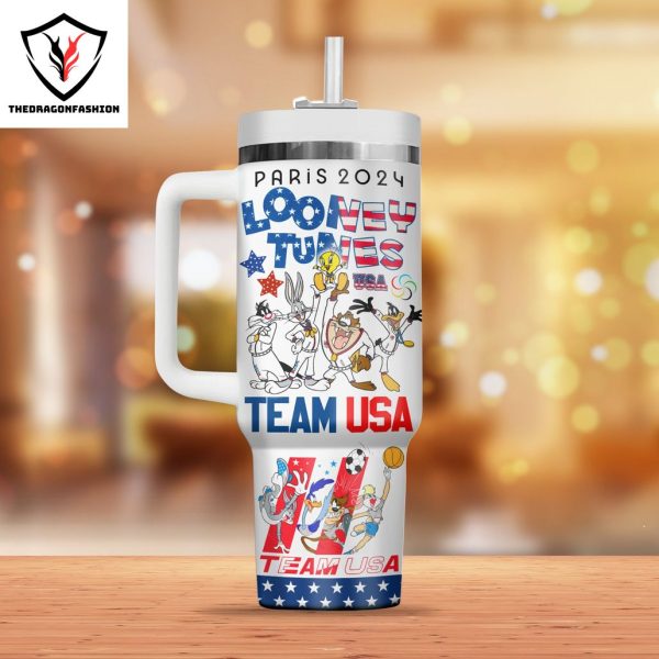 Olympic 2024 USA Team Looney Tunes Tumbler With Handle And Straw