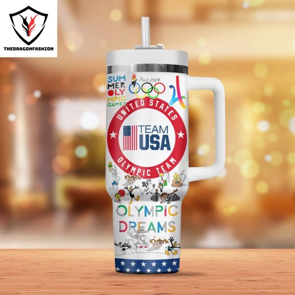 Olympic 2024 USA Team Looney Tunes Tumbler With Handle And Straw