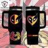 Personalized Deadpool & Wolverine Tumbler With Handle And Straw – White