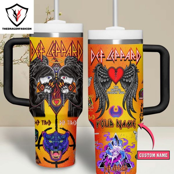 Personalized Def Leppard Tumbler With Handle And Straw