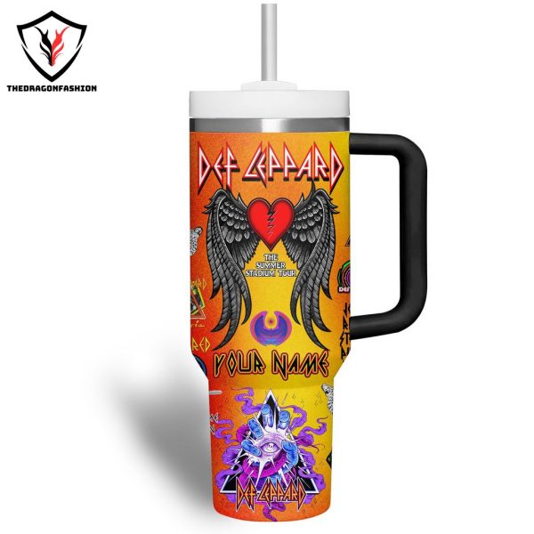 Personalized Def Leppard Tumbler With Handle And Straw