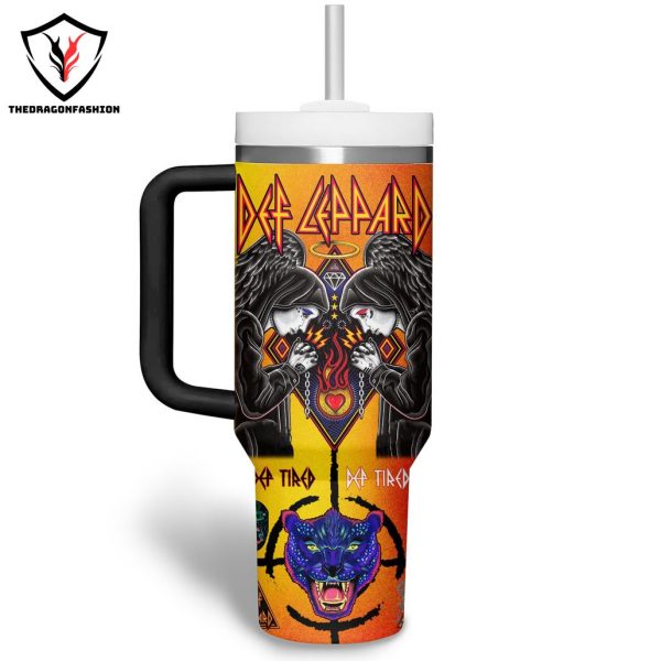 Personalized Def Leppard Tumbler With Handle And Straw