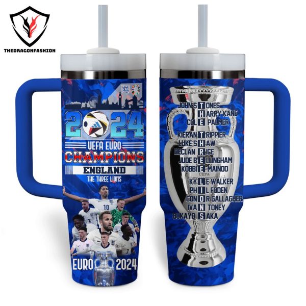 Personalized England Euro 2024 Champions The Three Lions Tumbler With Handle And Straw