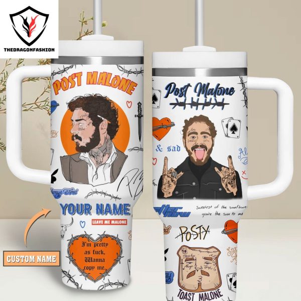 Personalized Post Malone Leave Me Malone Tumbler With Handle And Straw