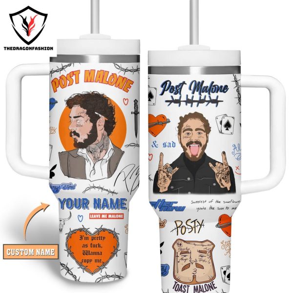 Personalized Post Malone Leave Me Malone Tumbler With Handle And Straw