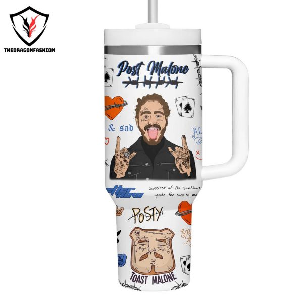 Personalized Post Malone Leave Me Malone Tumbler With Handle And Straw