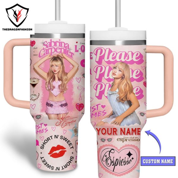 Personalized Sabrina Carpenter Please Please Please Tumbler With Handle And Straw