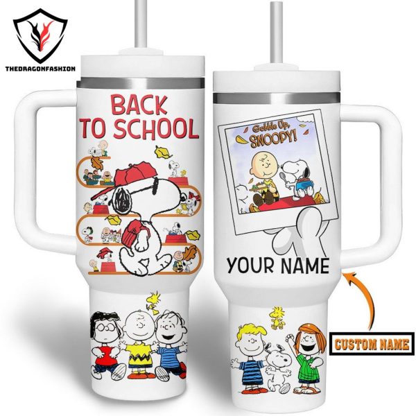 Personalized Snoopy Back To School Tumbler With Handle And Straw