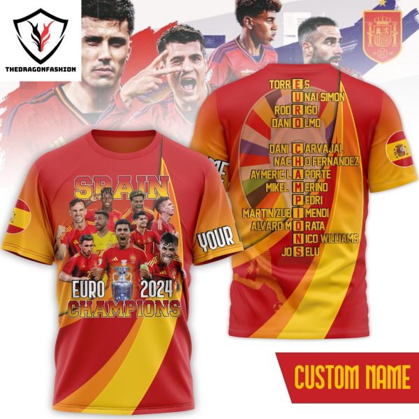 Personalized Spain Euro 2024 Champions 3D T-Shirt