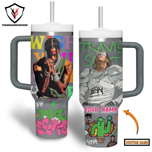 Personalized Travis Scott Tumbler With Handle And Straw