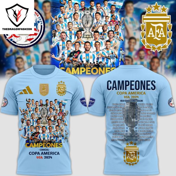 Seleccion Argentina Campeones Conmebol Copa America 2024 3D T-Shirt