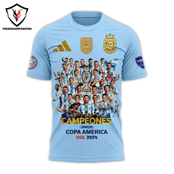 Seleccion Argentina Campeones Conmebol Copa America 2024 3D T-Shirt