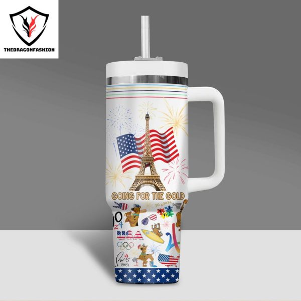 Team USA Going For The Gold Olympic Paris 2024 Tumbler With Handle And Straw