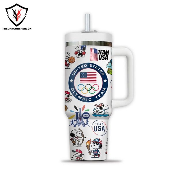 Team USA Olympics Paris 2024 Go For The Gold Tumbler With Handle And Straw