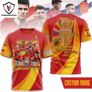 Personalized Spain Euro 2024 Champions 3D T-Shirt