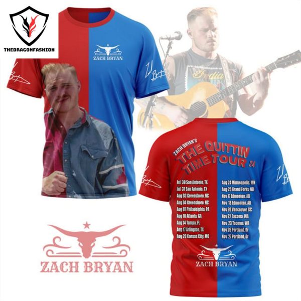 Zach Bryan The Quittin Time Tour 2024 3D T-Shirt