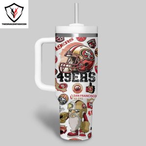 San Francisco 49ers Football Tumbler With Handle And Straw – White